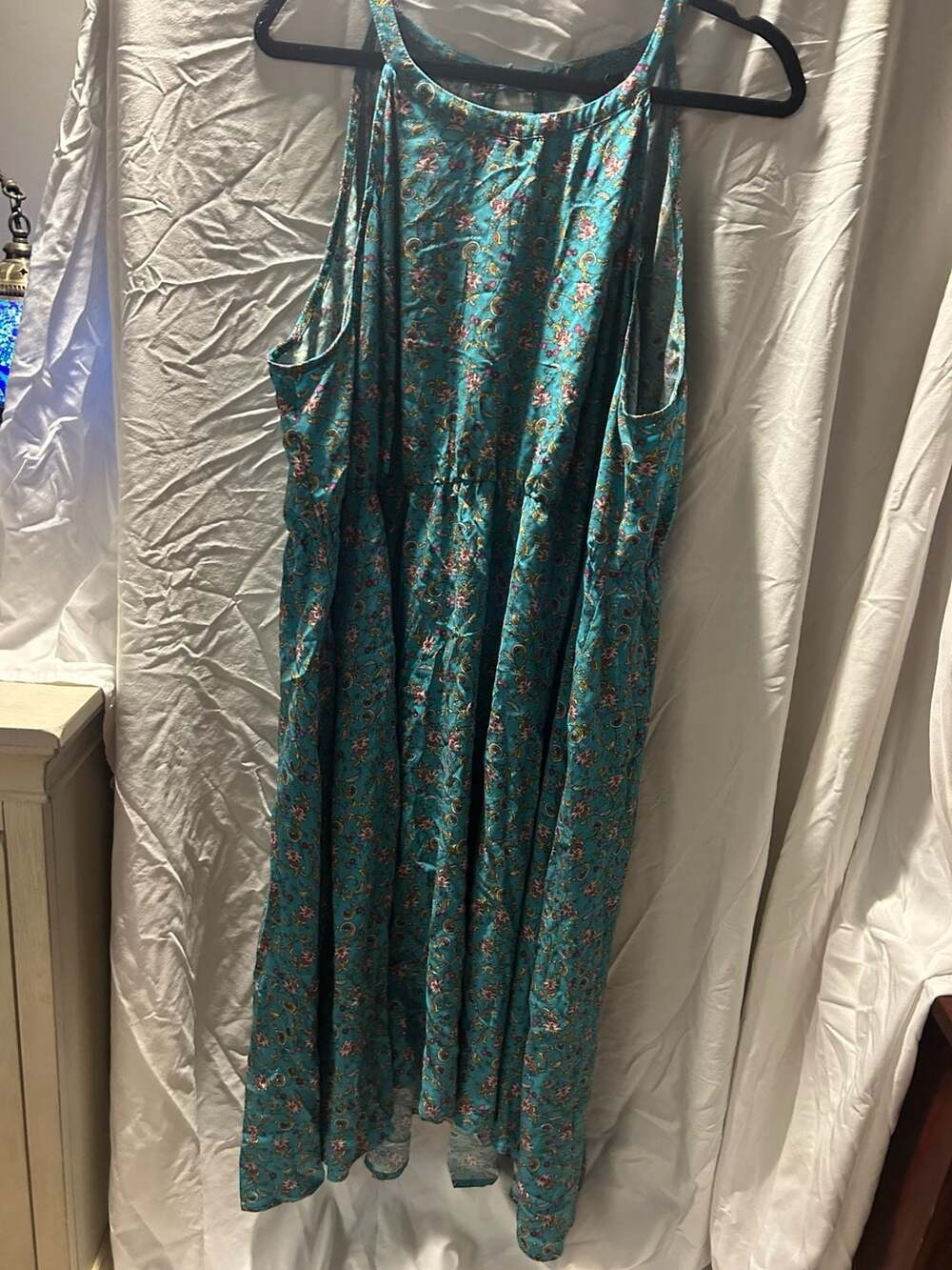Torrid Maxi Dress Size 3 Teal Floral Halter Sleeveless Boho High Low
